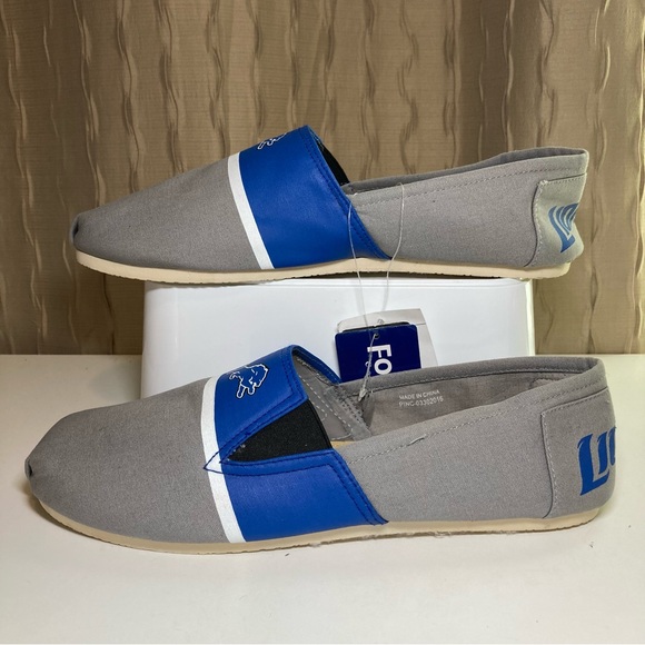 NFL Detroit Lions Men's Large 11-12 Espadrille Canvas Shoe FOCO Gray Blue NWT - Picture 2 of 16